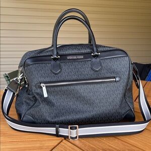 Michael Kors Travel Large Weekender Black and Gray with long strap